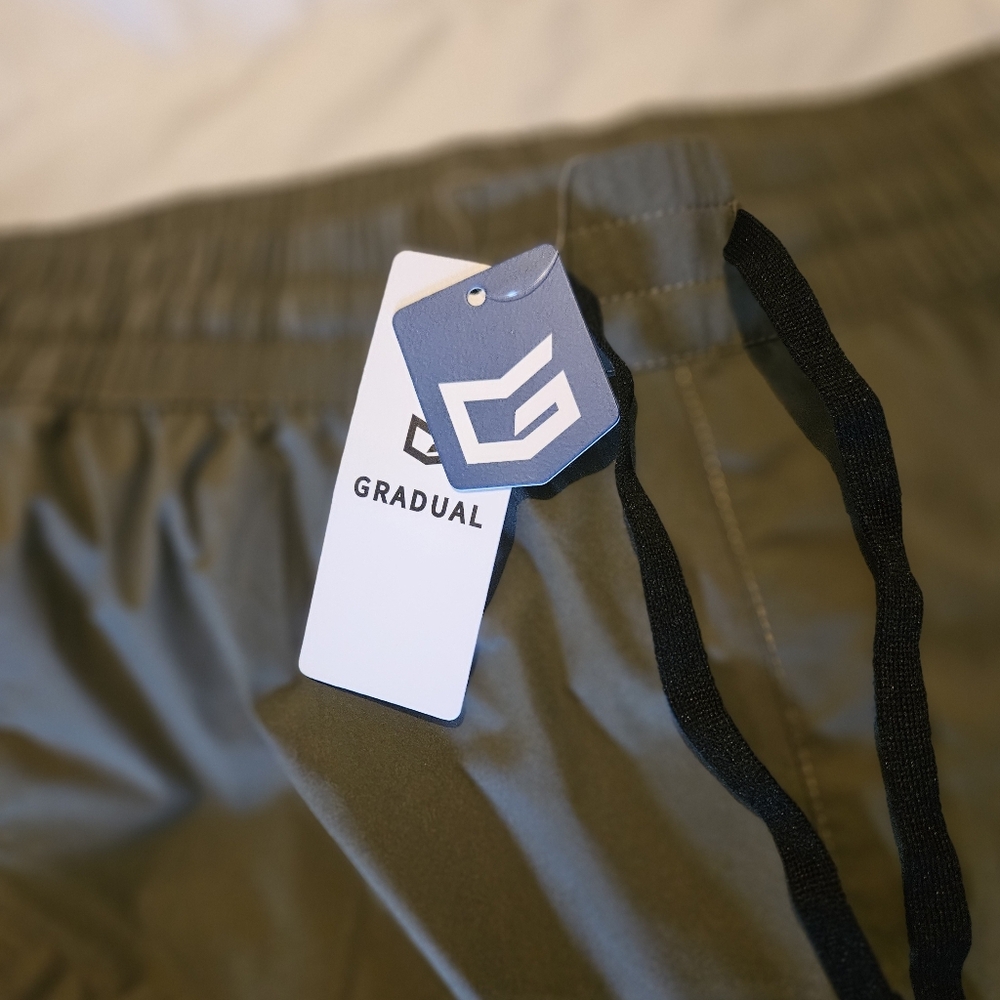 Gradual Olive Green Drawstring Mens Shorts Xl - Picture 2 of 7